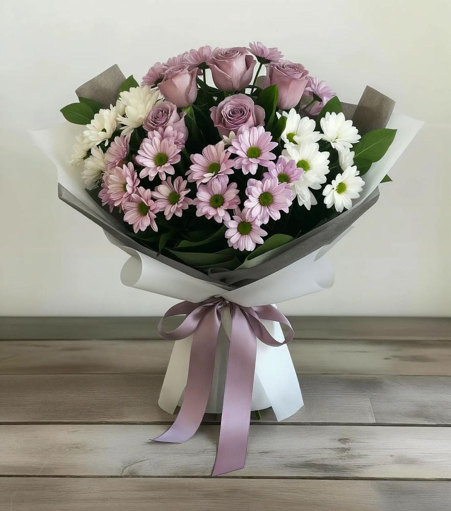 Букет цветов из: Хризантемы и Розы в Петровском