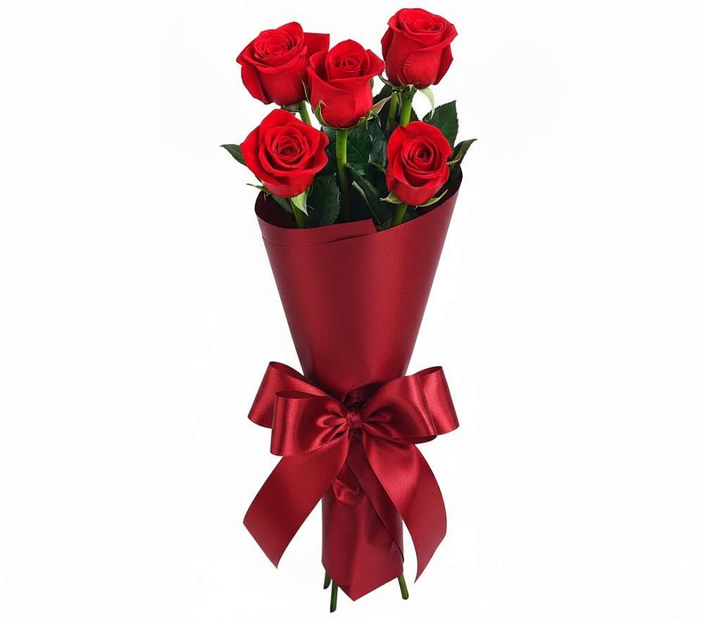 Букет 5 Красных роз Эдлесс Лав в Петровском
