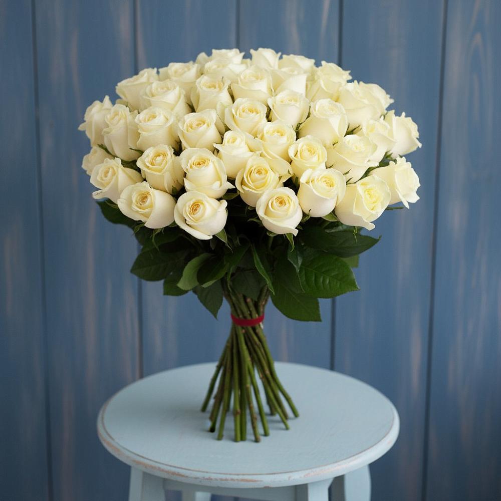 Букет 51 Белая роза Эдлесс Лав в Петровском