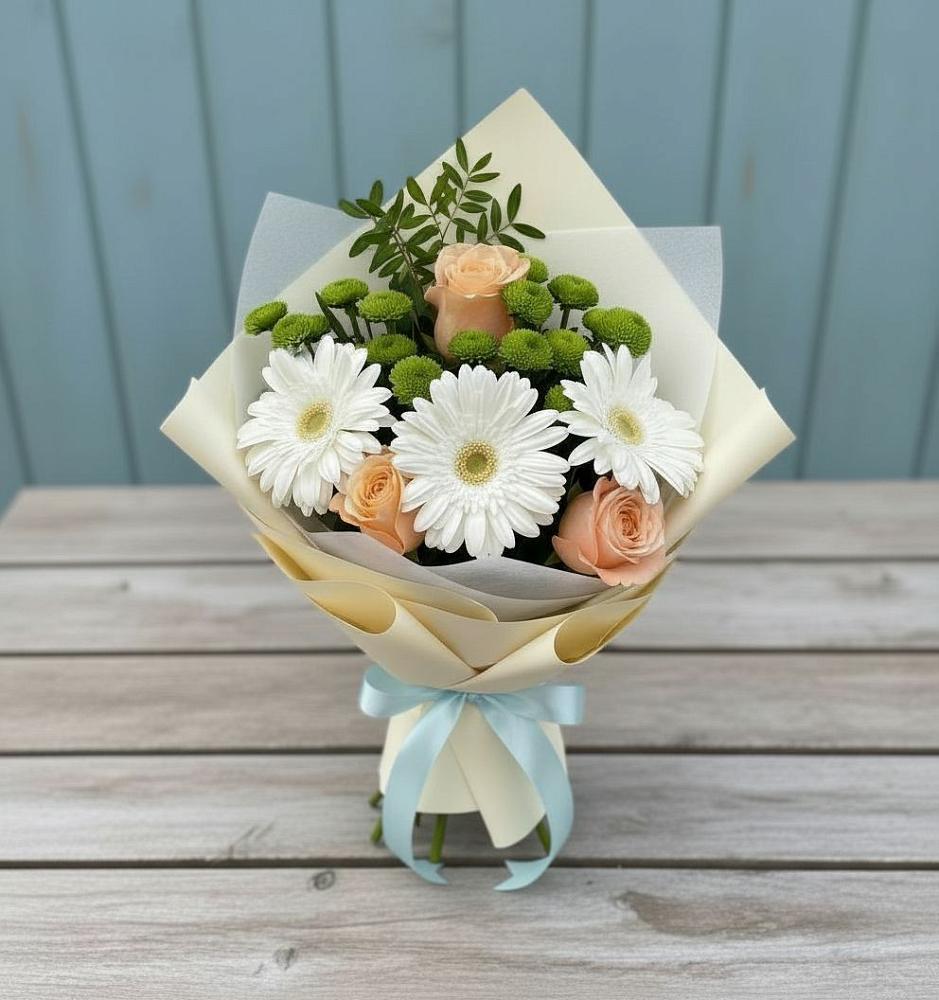 Букет цветов из: Герберы, Розы и Хризантемы в Петровском