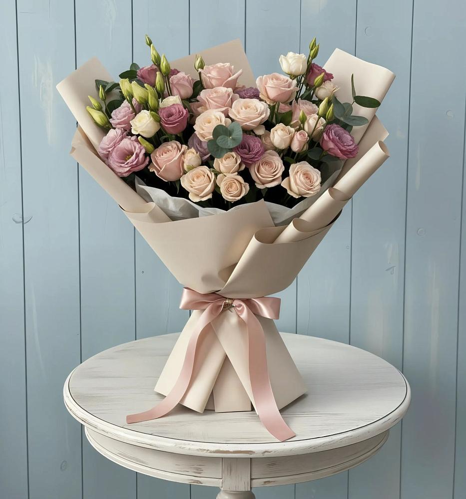 Букет цветов из: Розы и Лизиантусы в Петровском