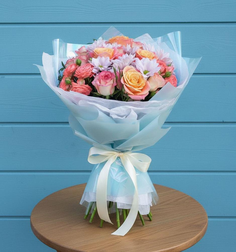 Букет цветов из: Хризантемы и Розы в Петровском