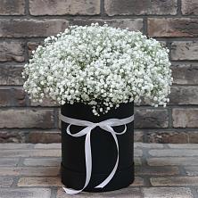 Цветочная композиция из Гипсофила в шляпной коробке в Петровском