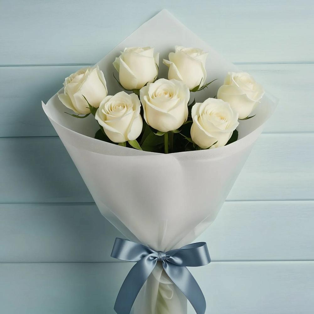 Букет 7 Белых роз Эдлесс Лав в Петровском